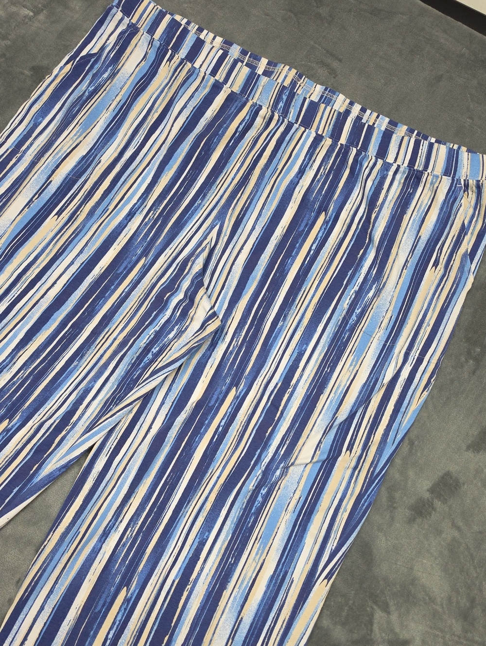 Women's Plus Size Blue Striped Capris - Lightweight Summer Pants 3XP